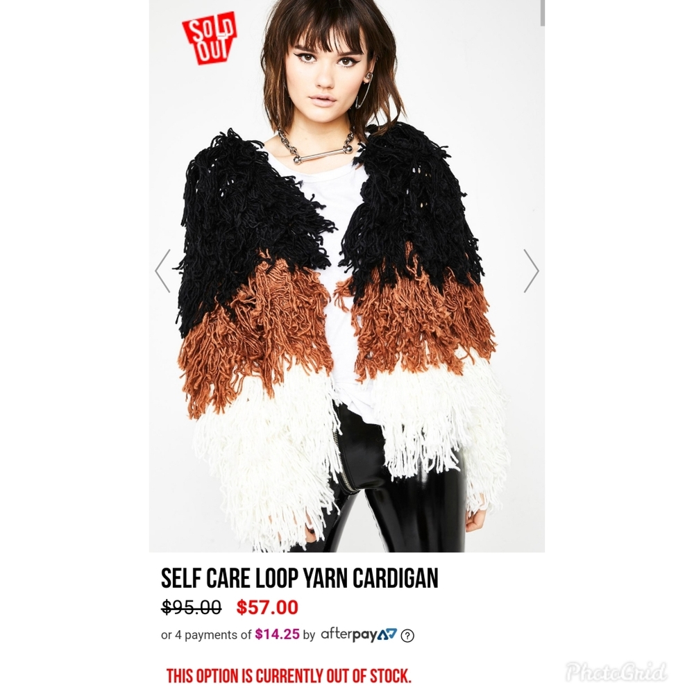 Dolls Kill Self Care Loop Yarn Cardigan